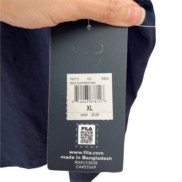 Fila Mens Navy Blue Super Soft Touch Sleep Tank - Picture 9 of 13